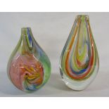 2 large studio glass vases H 30 cm and 26 cm