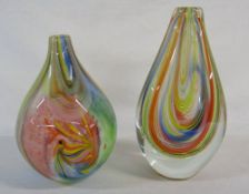 2 large studio glass vases H 30 cm and 26 cm