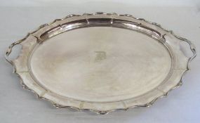 Large oval silver plated twin handled tray L 65 cm