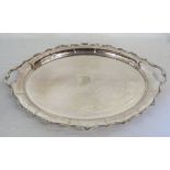 Large oval silver plated twin handled tray L 65 cm