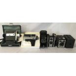 Sanko Super Micro-CM & Hanimex Loadmatic cine cameras & 4 vintage cameras