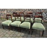 Very near set of 8 Regency rail back dining chairs on turned legs