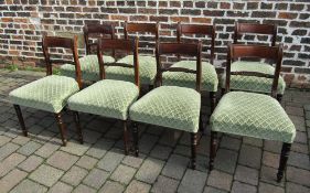 Very near set of 8 Regency rail back dining chairs on turned legs