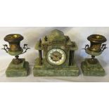 Early 20th century onyx & gilt metal clock garniture