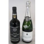 Porto late bottled vintage 1992 bottle of Port & a bottle of Champagne