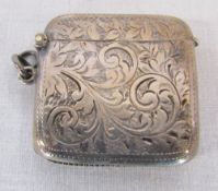 Ornate silver vesta case Birmingham 1911 weight 1 ozt