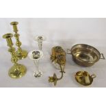 Candlesticks and brassware etc