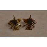 Pair of 18ct gold eagle style earrings (one butterfly missing) total approx weight 2.
