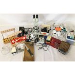 Watch & clock repairers tools & equipment etc including a Philip Harris microscope & a Bergeon