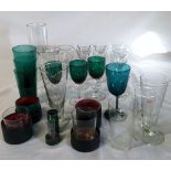 Various glass ware including cased cut glass measures & a Robertson & Sanderson & Co.