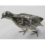 A German silver model of a partridge,
