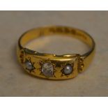 18ct gold gypsy set diamond and seed pearl ring, total approx weight 2.