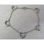 Tiffany & Co Elsa Peretti open heart silver bracelet L 7.