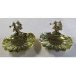 Pair of sterling silver scallop dishes overlaid in gold commemorating the birth and christening of