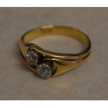 18ct gold two stone diamond ring, total approx 0.4cts , total weight approx 3.