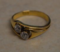 18ct gold two stone diamond ring, total approx 0.4cts , total weight approx 3.