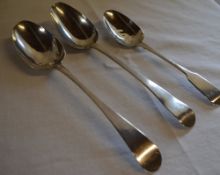3 silver spoons, London 1832, London 1798 and London 1791, total approx weight 5.