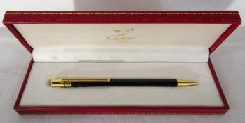 Cased Cartier ball point pen 'Must de Cartier Paris'