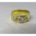 18ct gold 3 stone diamond ring, centre stone 0.45 ct, total 0.
