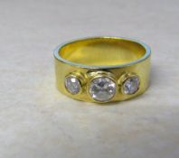 18ct gold 3 stone diamond ring, centre stone 0.45 ct, total 0.