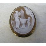 9ct gold classical design cameo brooch 4.5 cm x 3.
