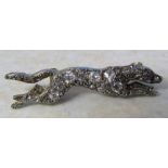 Tested as 9ct gold (minimum) diamond greyhound brooch (approximate diamond total 0.