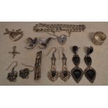 Quantity of 925 silver jewellery including earrings, ring etc - total approx weight 2.