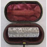 Victorian cased ornate silver scent bottle London 1892 maker Sampson Morden & Co with glass stopper