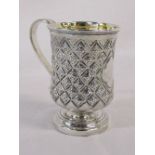 Victorian silver tankard with repousse decoration Birmingham 1840 weight 5.