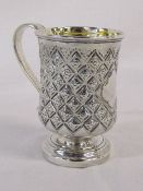 Victorian silver tankard with repousse decoration Birmingham 1840 weight 5.
