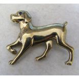 9ct gold labrador / dog brooch with sapphire eye weight 7.