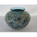 Isle of Wight studio glass 'Dragonflies' Graal lipped vase signed Timothy Harris 2006 H 11 cm D 12.