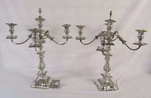 Pair of large silver plated 4 branch candelabra H 56 cm