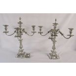 Pair of large silver plated 4 branch candelabra H 56 cm