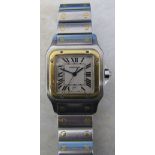 Gents Cartier santos 'Santos de Cartier' stainless steel and gold watch no: 187901 67281 with