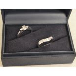 950 Platinum pair of stunning diamond rings presented in a Beaverbrooks ring box,