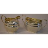 Matching silver sugar bowl and cream jug, total approx weight 13.