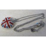 Butler & Wilson heart shaped Union Jack necklace and pendant (boxed)