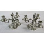 Pair of French silver 3 branch low candelabra marked Bointaburet a Paris (one candle holder
