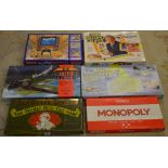 Retro family board games including Monopoly, Every Second Counts, Telly Addicts,