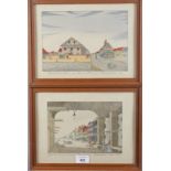 Two hand-coloured prints, early Philadelphia Methodist churches and a number of other colour prints,