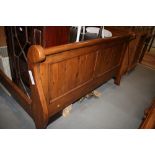 A pine bateau lit with boarded ends, 63" wide