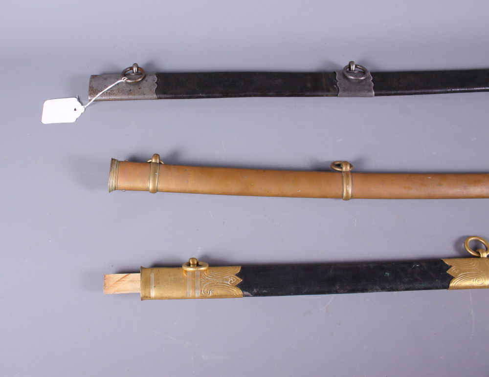 A Wilkinson & Son officer's sword scabbard, a 19th century brass scabbard, and an 18th century - Image 2 of 4