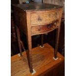 A 19th century mahogany serpentine front work table, fitted one drawer, on square supports and pad