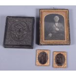 Four early portrait photographs, one in union case