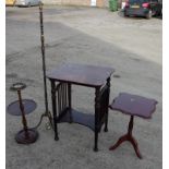 A two-tier occasional table, on turned and spindle supports, a shape top occasional table, an