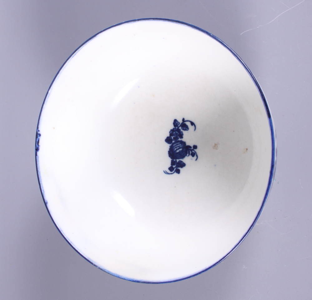 A 19th century blue and white Caughley bowl, decorated with various fruit and flowers, 6" dia, ex - Image 3 of 6