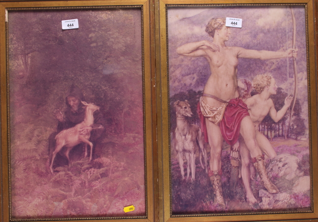 A colour print of Diana the Huntress, a colour print of St Francis of Assisi, and a number of