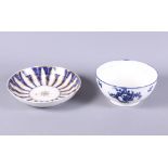 A 19th century blue and white Caughley bowl, decorated with various fruit and flowers, 6" dia, ex
