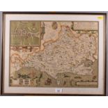 After Hondius: a map of Dorsetshire, in Hogarth frame
